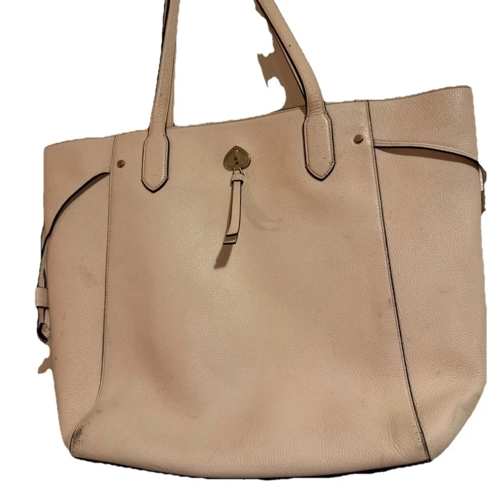 kate spade Beige Leather Tote with Gold Accent